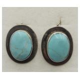 Sterling Silver Mexico Turquoise Pierced Earrings