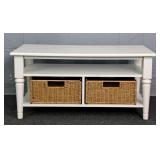 Painted Mfg Wood Small Table W/ Storage