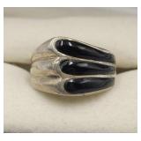 Sterling Silver Onyx Sz 8 Ring Tw 4.7g