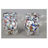 2x The Bid Vintage Handblown Spatterart Glass Cups