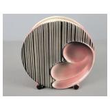 Pink And Black Art Deco Disk Ceramic Vase