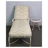 Vintage Painted Metal Patio Chaise Lounge