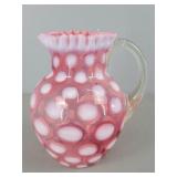 Fenton Glass Pitcher Cranberry Opalescent Coin Dot