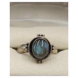 Sterling Silver Labradorite Sz 8 Ring 5.8g Tw