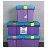 3x The Bid Rubbermaid Keepers Hinged Lid Totes