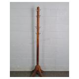 Vintage Solid Oak 8 Hook Coat & Hat Rack