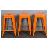 3x The Bid Stackable Metal Bar Stools (orange)