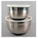 2 Pc Kirkland Stainless Mixing Bowls W/ Lids