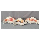 3x The Bid Ceramic Koi Fish Garden Sculpture
