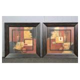 2x The Bid Framed Abstract Geometric Prints