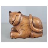 Wooden Carved Thai Cat Figurine