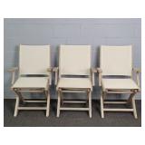 3x The Bid Folding Upholster Teak Wood Patio Chair
