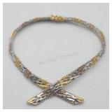 Sterling Silver Tri Color Bracelet 13.6g