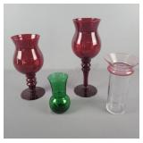 4x The Bid Glass Art Vases