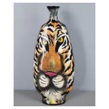 21" Tall Signed Tiger Vase