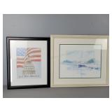 Lot Of 2 Prints Framed And Matted Under Glass