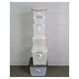 6x The Bid Sterilite Plastic Storage Totes