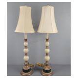 2x The Bid Vintage Candlestick Style Table Lamps