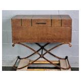 Faux Leather Finished Wood & Wrought Iron Trunk
