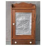 Solid Pine Wall Hung Cabinet W/ Decor Panel