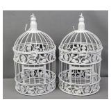 2x The Bid White Wire Decorative Birdcages