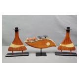 3x The Bid Phillipino Wood Sculptures