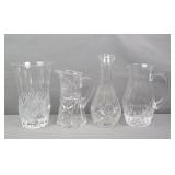 4x The Bid Crystal Vase & Water Pitchers