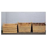 3x The Bid Large Natural Woven Handled Baskets