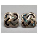 Sterling Silver Mexico Abalone Inlay Screw Back
