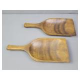 2x The Bid Handmade Primitive Wooden Scoops