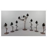 7 Pc Rustic Metal Pine Cone Candle Holders