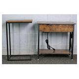Lot Of 2 Mfg Wood & Metal 2 Tier Stand W/ Storage