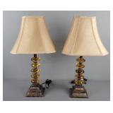 2x The Bid Mid Century Table Lamps W/shades