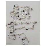 76in Silver Thread Freshwater Pearl Necklace In