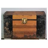 Antique Wooden Trunk W/ Metal Accents