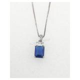 Sterling Silver Sapphire 16in Necklace Tw 3.2g