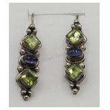Sterling Silver Amethyst Peridot Pierced Earrings