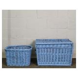 Lot Of 2 Painted Natural Woven Decorative Baskets