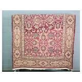 Vintage Hand Knotted Fringed Floral Accent Rug
