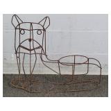Vintage Wrought Iron Lying Cat Plant Stand
