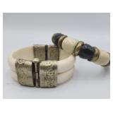 Vintage Brass & Bone/ Horn Ethnic Bangle Bracelet