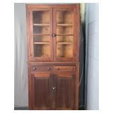 Antique 2 Piece Solid Wood China Cabinet/ Cupboard