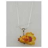 Sterling Silver 20in Glass Blown Goldfish