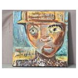 Vintage Outsider Art Painting On Board