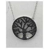 Sterling Silver Sparkling Black Stone Tree Of Life