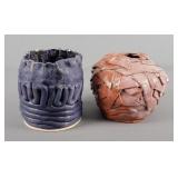 2x The Bid Handmade Clay Vases- Signed