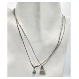 2 X Bid Sterling Silver Navajo Turquoise Inlay