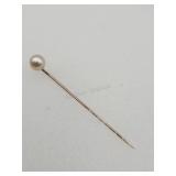 10 K Gold Pearl Stick Pin Tw 1.1g