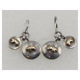 14k & Sterling Silver Bear Pierced Earrings