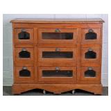 Solid Mahogany Glass View 9 Drawer Console Buffet